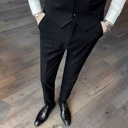 Men's Suits & Blazers High Quality Black Suit Pants Fashion Brand Men Dress Oversize 28-40 Pantalones Hombre Gray Khaki Trousers M