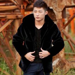 Men's Fur & Faux Arrival Fashion Mens Smooth Coat Man Zipper Jackets Hooded Jacket Long Sleeved Coats Pluse Size 5XL Male