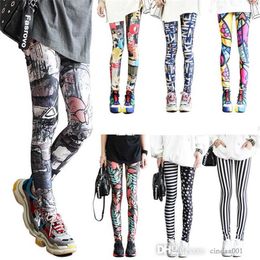 Personalised Ethnic Style Printed Leggings Womens Milk Silk Tight Pants Show Thin Yoga Capris