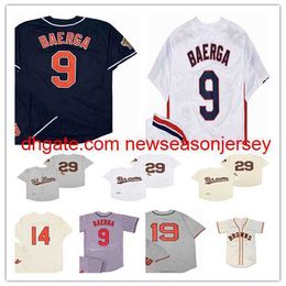 29 Satchel Paige Vintage Baseball Jerseys 9 Carlos Baerga 19 Bob Feller 14 Larry Doby Stitched Navy White Grey Beige 1902 1974