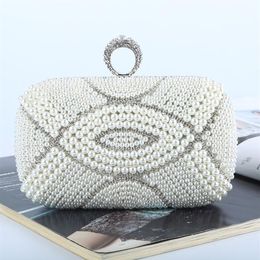 Designer-Factory Whole brand new handmade beautiful beaded diamond evening bag clutch with satin pu for wedding banquet party 300V