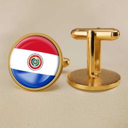 Paraguayan Flag Cufflinks National Flag Cufflinks of All Countries in the World Suit Button Suit Decoration for Party Gift Crafts