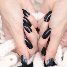 False Nails Solid Color Madam Long Pointed Candy 24pcs Tail Tip Nail Tablets Black