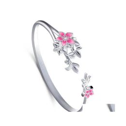 Bangle Fashion Sier Bracelet Woman Cuff Flower Lucky Retro Bridesmaid Jewelry Charm Bangles Drop Delivery Bracelets Dhbsl