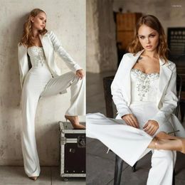 Women's Two Piece Pants 2023 Women Wedding Tuxedos 3 Pieces Sets Beading Office Lady Blazer Suits Female High Waist Custom