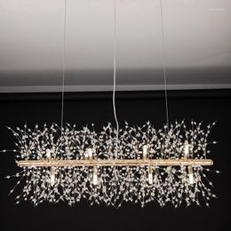 Ceiling Lights Modern Rectangle Design Dandelion Led Chandelier Lighting Crystal Spark Ball G9 Chandelies Decor For Bedroom Living Room
