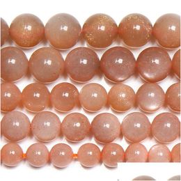 Stone 8Mm Natural Peach Sunstone Round Loose Beads 15 Strand 6 8 10Mm Pick Size For Jewelry Making Drop Delivery Dhgarden Dhfhm