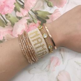 Strand BLUESTAR MAMA Letter MIYUKI Bracelet Crystal Bead Pulseras Mujer Moda Tube Armband Handmade Tassel