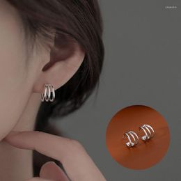Dangle Earrings 2023 Trendy Metal Sliver Colour Arc Hoop For Woman Fashion Simple Geometric Small Circle Jewellery Gift