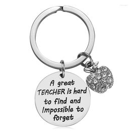 Keychains Thank You A Great Teacher Is Hard To Find Key Chains Round Strip Discs Stainless Steel For Teachers Day Gifts