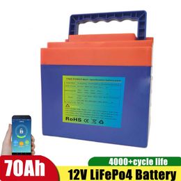 12V 70Ah LiFePO4 Battery 12V Lifepo4 Lithium Battery Bluetooth App 12.8V Iron Phosphate Batteria Pack With 10A Charger