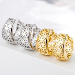 Hoop Earrings Hollow Classic Huggie Women Girl Yellow/White Gold Colour Fashion Jewellery Gift