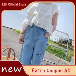 LZH Summer Clothing For Children Sets Baby Clothes New Short Sleeve Jeans Piece Suit Kids Costume Year Girls Outfit