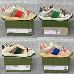 Dirty Designer Casual Shoes Screener Sneaker Women Men Sneakers Vintage Classic Leather Web Beige Ebony Green Fuchsia Blue Vintage