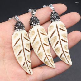 Charms Retro Beef Bone Pendant Leaf Shape High Quality For Women Jewellery Making Necklace Accessories Reiki Healing Gift