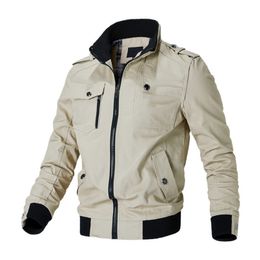 Mens Jackets Fashion Casual Windbreaker Coat Spring Autumn Outwear Stand Slim Military 230214