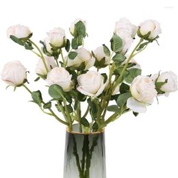 Decorative Flowers 4Pcs 20Heads Artificial Silk Roses With Stem For DIY Wedding Bouquet Floral Arrangements Home Party Centrepiece