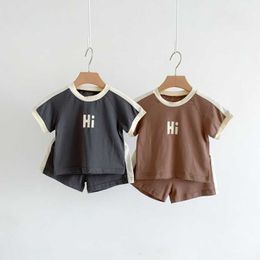 Clothing Sets Children HI Letter Printing Suit Summer New Style Baby Casual Raglan Sleeve Top Sports TwoPiece