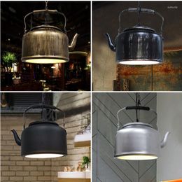 Pendant Lamps Industrial Kettle Lamp American Retro Restaurant Bar Decorative Modelling Hanging Loft Decor Iron Teapot Lighting