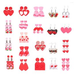 Dangle Earrings Earring For Women Soft Clay Handmade Cartoons Heart Drop Funny Gifts Red Flower Fashion Trendy 2023