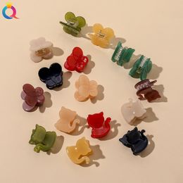 Mini Butterfly Bear Ribbon Hair Clip Claw Lady Girls Braided Clips Colorful Headwear Clamps Crab Barrettes Plastic Hair Accessories 1629