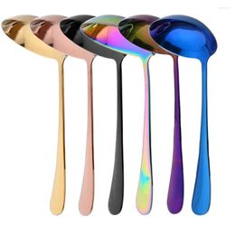 Dinnerware Sets 2/4/6Pcs Stainless Steel Large Soup Spoon Creative Long Handle El Pot Serving Ladle Home Kitchen Essential Tools