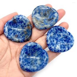 Charms 1pcs/Bag Natural Stone White Point Blue Stress Relief Artefact 40mm Heart Shaped Thumb Presser Home Decor Healing Crystal