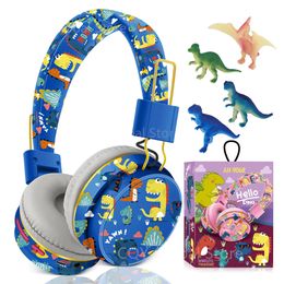 Cell Phone Earphones Child Headphones Cartoon Dinosaur Headset Bluetooth Wireless for Children Boys Girls Lovely Kids 230214