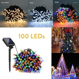 Strings RGB 8 Colours Garland 100 LED Solar Powered Fairy String Light Outdoor Garden Christmas Wedding Party Decoration Lamp Waterproof