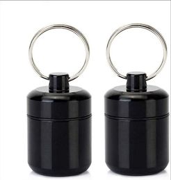 Metal Waterproof Alloy Pill Box Case Bottle Cache Holder Container Keychain Medicine Box Dabber Wax Tobacco Container Jars Aluminum Short Fat Storage for Herb