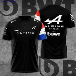 Men's T shirt 2023 New Fashion F1 Formula One Racing Team Short Sleeve Alpine Tops Spain Outdoor Sport Casual Oversized Great Deal Summer