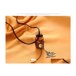 Pendant Necklaces Pretty Pendants Long Retro Chains Wooden Cork Carved Wishing Bottle Necklace Drop Delivery Jewellery Dhmki