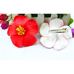 Hair Clips Barrettes 30 pcs red Foam Hawaiian flower Hibiscus Flower bridal hair clip 9cm 230214