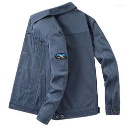 Men's Jackets M-4XL Men's Autumn Denim Jacket High Quality Lapel Casual Long Sleeved Cotton Tops Outerwear Youth Handsome Jean Coat