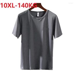 Men's T Shirts Plus Size 10XL 140kg Summer Men Hole Breathable Short Sleeve Tshirt Thin Quick Dry Elasticity Sports Tees Fat Out Door Tops