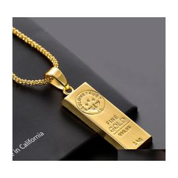 Pendant Necklaces Fashion Long Necklace Minimalist Jewelry Gold Stainless Steel Square Bar Woman Man Drop Delivery Pendants Dh7Hz