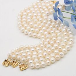 Strand Fashion Style Diy Wholesale 3PC 6-7MM White Akoya Cultured Pearl Bracelet Beads Women Jewelry Natural Stone 7.5" Wolesale Price