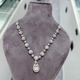 Chains Classic Sweater Chain Moissanite Full Diamond Pendant Necklace Lab Made 925 Silver Wife Marriage Anniversary Christmas Gift