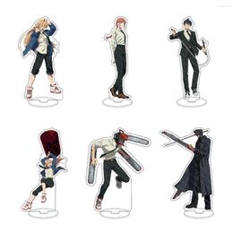 Keychains 15CM Anime Chainsaw Man Figure Makima Power Himeno Beam Cosplay Acrylic Stand Model Plate Desk Decor Standing Sign Fans Gift
