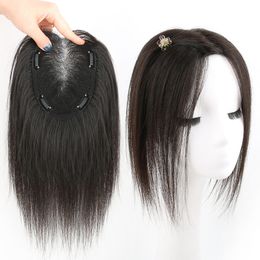 Bangs Hand Made Human Hair Toppers Clip In Fringe Pieces Straight Cover White Loss For Women Remy Black Brazilian 230214