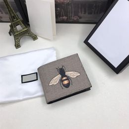 new quality brown bee canvas genuinel leather womens long wallet with box luxurys designers wallet purse credit card holder 4285W