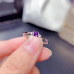Cluster Rings Chic But Beautiful Natural Purple Amethyst Gemstone Trendy Ring For Women Real 925 Sterling Silver Charm Fine Jewelry
