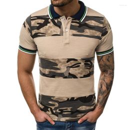 Men's Polos MarKyi Men Summer Cotton Classic Casual Camouflage Patchwork Polo Shirt Business Short Sleeve Turn Down Collar