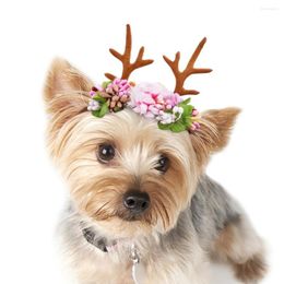 Dog Apparel Christmas Decorations Antlers Headband Pet Headdress Flowers Pets Hair Band Hat Xmas Festival Year For Cat