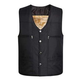 Men's Vests Men's Black Fleece Vest Winter Sleeveless Outerwear Warm Fleece Liner Vests Plus Size 2Xl 3Xl 4Xl Soft Warm Brand 230214