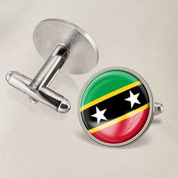 Saint Kitts and Nevis Flag Cufflinks All Over the World Flag Cufflinks Suit Button Suit Decoration for Party Gift Crafts