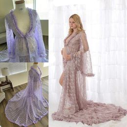 Bridesmaid Dress Women Sleepgown Custom Made Full Length V Neck Wide Long Sleeves Formal Nightwear With Sweep Button