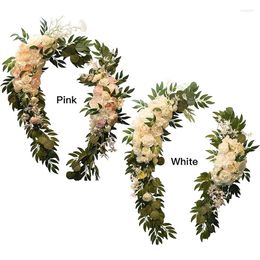 Decorative Flowers 2pcs Wedding Arch Romantic Artificial Floral Swag For Sheer Drapes Chair Arbor Ceremony Reception Arrangement