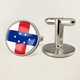 Antilles Flag Cufflinks All Over the World Flag Cufflinks Suit Button Suit Decoration for Party Gift Crafts