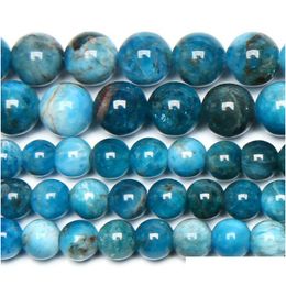 Stone 8Mm Natural Blue Apatite Round Loose Beads 15 Strand 6 8 10Mm Pick Size For Jewellery Drop Delivery Dhgarden Dhuve